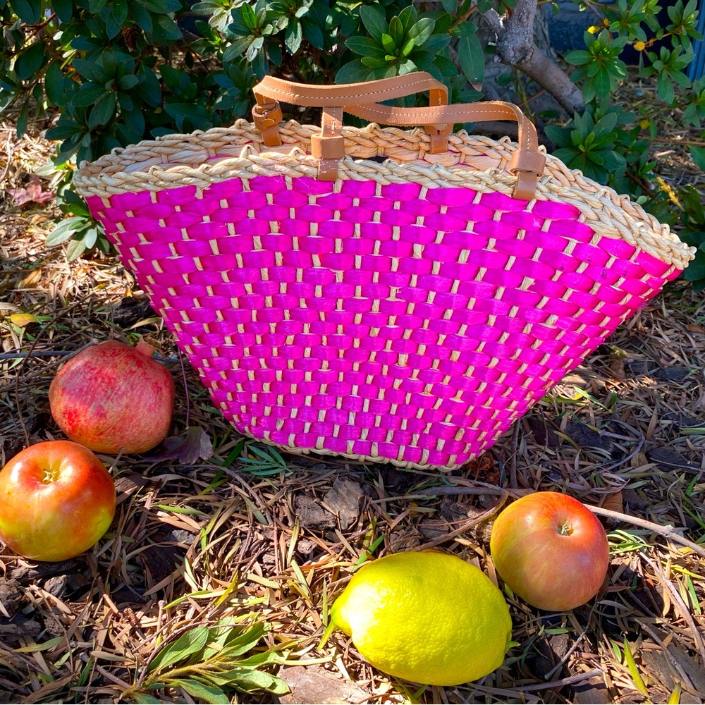 Serpui Marie Bag purse woven basket handbag The bag has leather handles